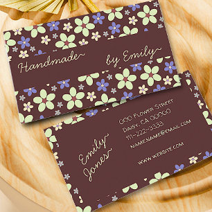 70er Blumen Handgefertigt Von Name Brown Boho Stil Visitenkarte