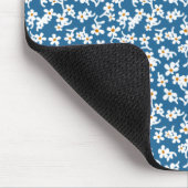 70er Blumendruck in Blau, Vintage Blüte, Blume Mousepad (Ecke)