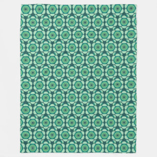 70er Blumenvibe - grün und blau Fleecedecke