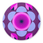 70er Blumenvibe - rosa und lila - afrikanischer Dr Keramikknauf (Vorderseite)