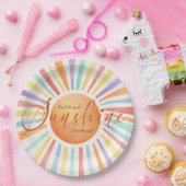 70er Boho Sun "Little Ray of Sunshine" Kinderdusch Pappteller (Party)