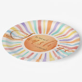 70er Boho Sun "Little Ray of Sunshine" Kinderdusch Pappteller (Schrägansicht)