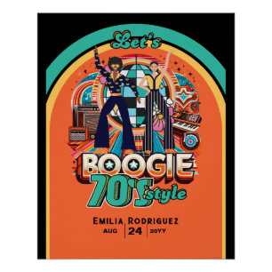 70er Boogie Retro Disco Tanz Empfang Poster