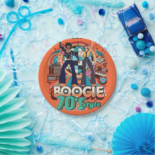 70er Boogie Retro Disco Tanz Partyware Essen Pappteller (Party)