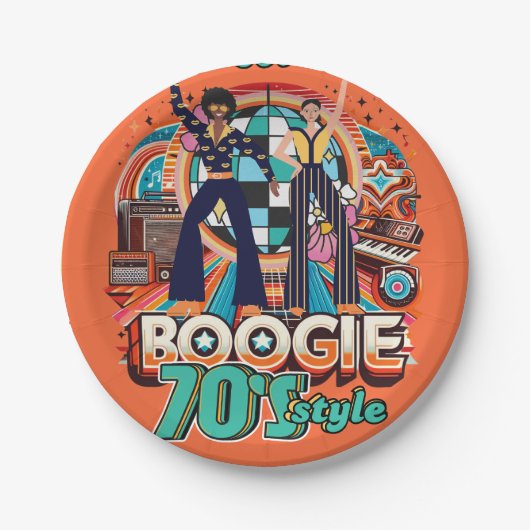 70er Boogie Retro Disco Tanz Partyware Essen Pappteller (Vorderseite)