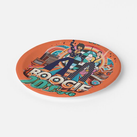 70er Boogie Retro Disco Tanz Partyware Essen Pappteller (Schrägansicht)
