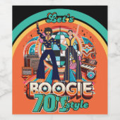 70er Boogie Retro Disco Tanzen Party Geschenke Weinetikett (Einzelnes Label)