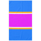 70er Bright Blue Pink Gelb Weiße Streifen Tischdecke (Vorderseite)