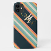 70er bunt Streifen Monogramm Initialen ästhetisch Case-Mate iPhone Hülle (Rückseite)