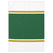 70er Camp Grünbraune Rennstreifen auf Weiß Tischdecke (Vorderseite)