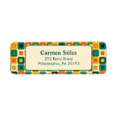 "70er Colorful Square Pattern Rücksendeadresse (Vorne)