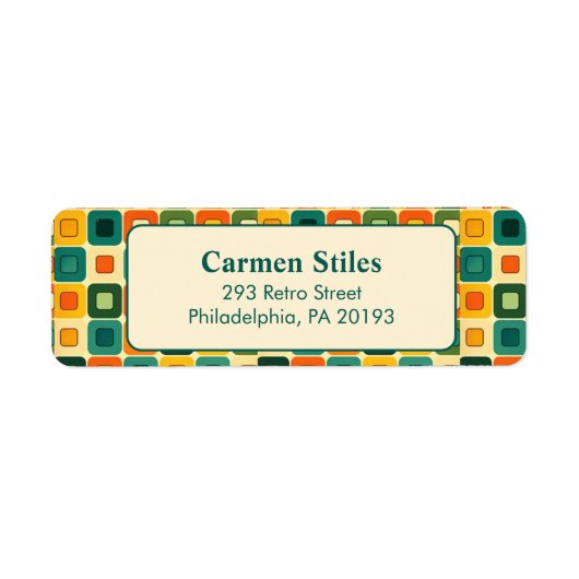 "70er Colorful Square Pattern Rücksendeadresse (Vorne)