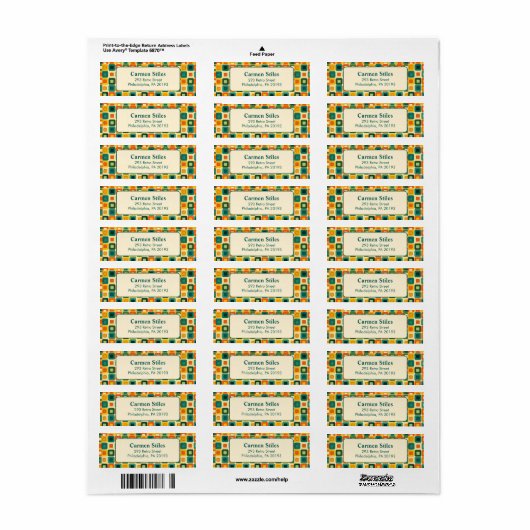 "70er Colorful Square Pattern Rücksendeadresse (Vorne)