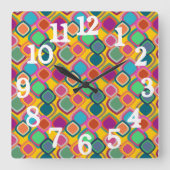70er Colors Quadratische Wanduhr (Vorderseite)