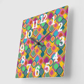 70er Colors Quadratische Wanduhr (Winkel)