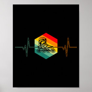 70er Cool Vintage Retro Rollschuhe Skaten Hören Poster