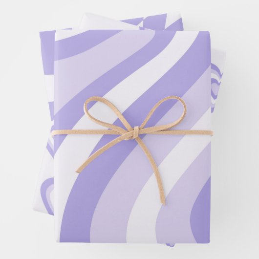 70er der lila hintereinander geometrischen Streife Geschenkpapier Set (Beispiel)