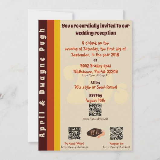 70er Disco-Art-Einladung Einladung (Rückseite)