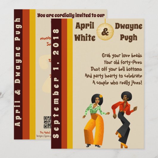 70er Disco-Art-Einladung Einladung (Vorne/Hinten)