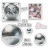 70er Disco Ball Dance Vinyl Set Aufkleber (Vorderseite)