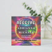 70er Disco Ball Retro Nostalgie Einladung Hochzeit (Stehend Vorderseite)