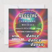 70er Disco Ball Retro Nostalgie Einladung Hochzeit (Vorderseite)