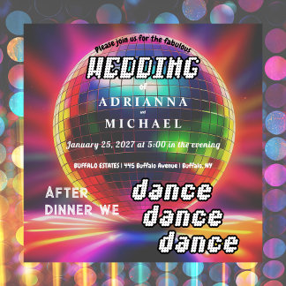 70er Disco Ball Retro Nostalgie Einladung Hochzeit