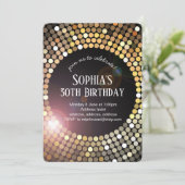 70er disco dance Glitzer Geburtstagsfeier Einladung (Stehend Vorderseite)