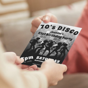 70er Disco-Geburtstag   Silberner Glitterball Einladung