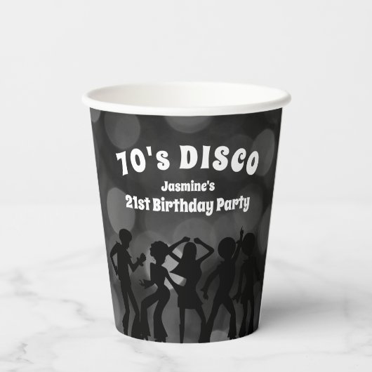 70er Disco Geburtstagsparty Pappbecher (Rückseite)