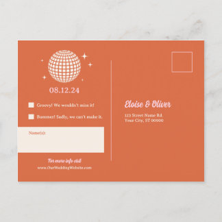 70er Disco Glitzern Colorful Modern Retro Hochzeit Postkarte