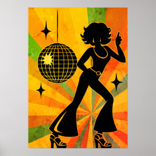70er Disco-Tänzer Retro Poster