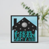 70er Disco Theme House Party Einladung (Stehend Vorderseite)