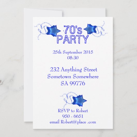 70er Einladung mit Diskoball und Regenbogen (Rückseite)