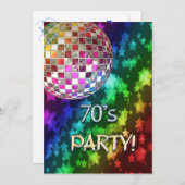 70er Einladung mit Diskoball und Regenbogen (Vorne/Hinten)