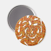 70er Farben Rot Orange Gelb Abstractes Design Magnet (Vorderseite/Rückseite)