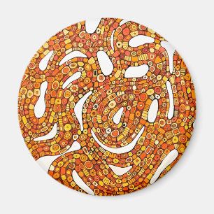 70er Farben Rot Orange Gelb Abstractes Design Magnet