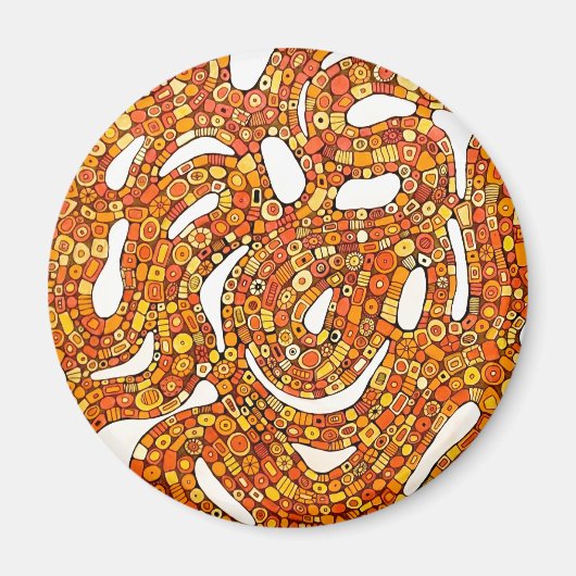 70er Farben Rot Orange Gelb Abstractes Design Magnet (Vorne)