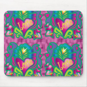 70er Floral Liebe Mousepad