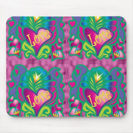 70er Floral Liebe Mousepad (Vorne)