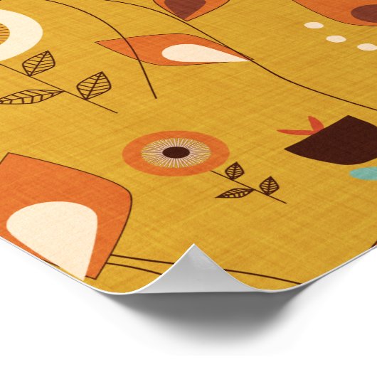 70er Floral Mustard Poster (Ecke)