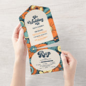 70er Floral Wedding All In One Einladung (Abreißen)