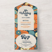 70er Floral Wedding All In One Einladung (Innen Boden)