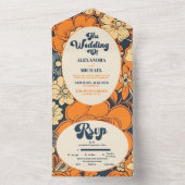 70er Floral Wedding All In One Einladung (Innen Boden)