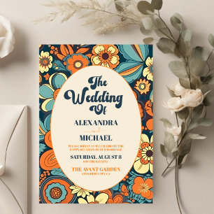 70er Floral Wedding Einladung