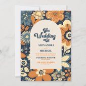 70er Floral Wedding Einladung (Vorderseite)