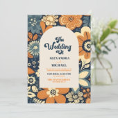 70er Floral Wedding Einladung (Stehend Vorderseite)