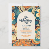 70er Floral Wedding Einladung (Vorderseite)