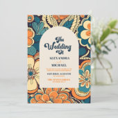 70er Floral Wedding Einladung (Stehend Vorderseite)