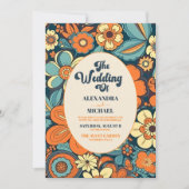 70er Floral Wedding Einladung (Vorderseite)